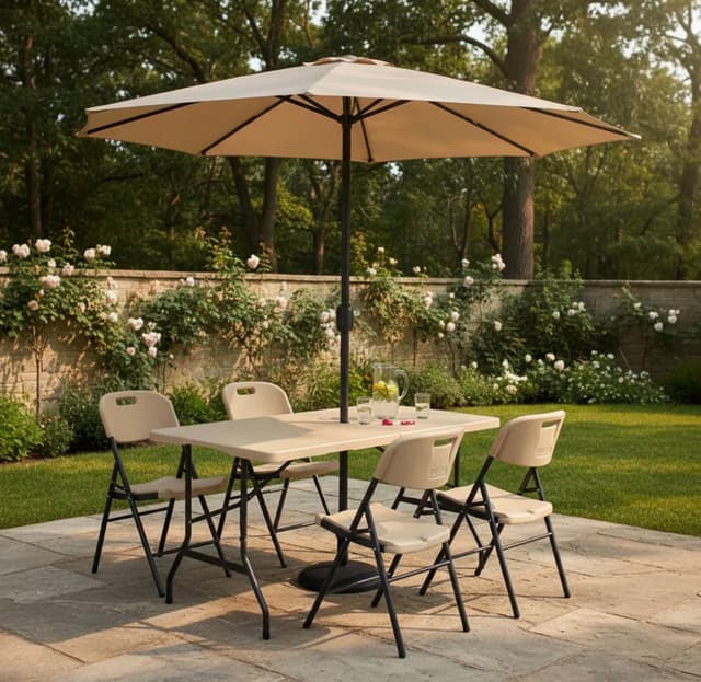 Combo de Jardín Mesa Pegable + 4 Sillas