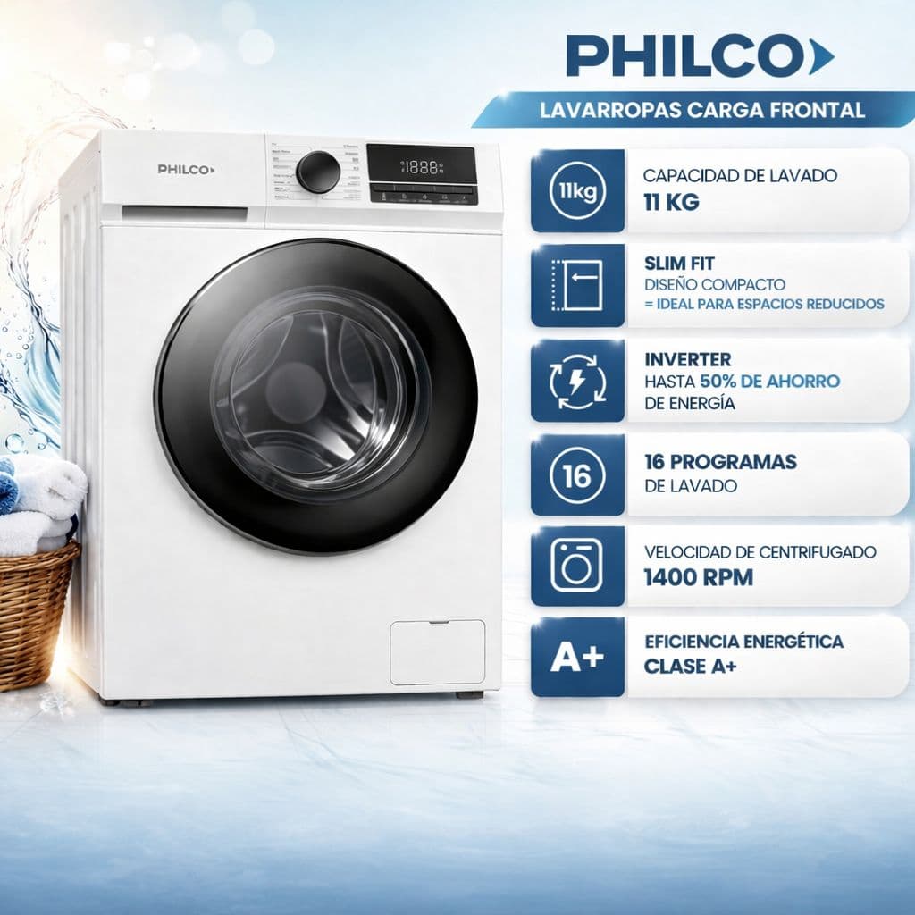 Lavarropas Philco 11kg Inverter